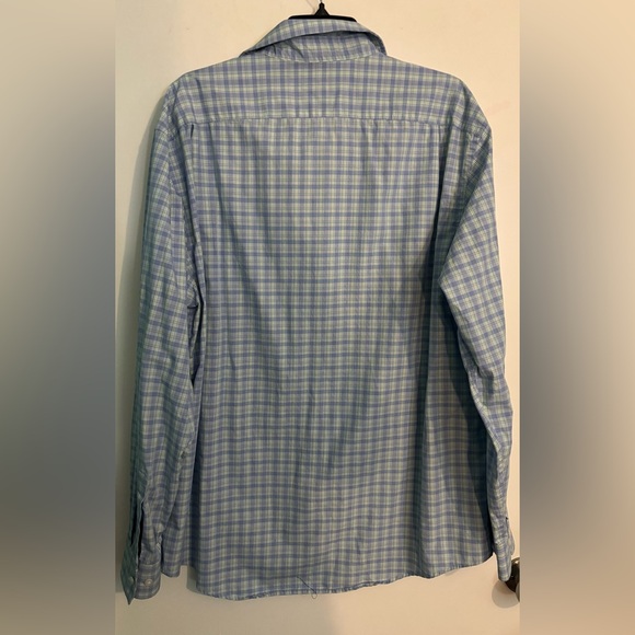 George Mens Sz XL 46-48 Long Sleeve Plaid Woven Blue White Green Button Down - Picture 2 of 8